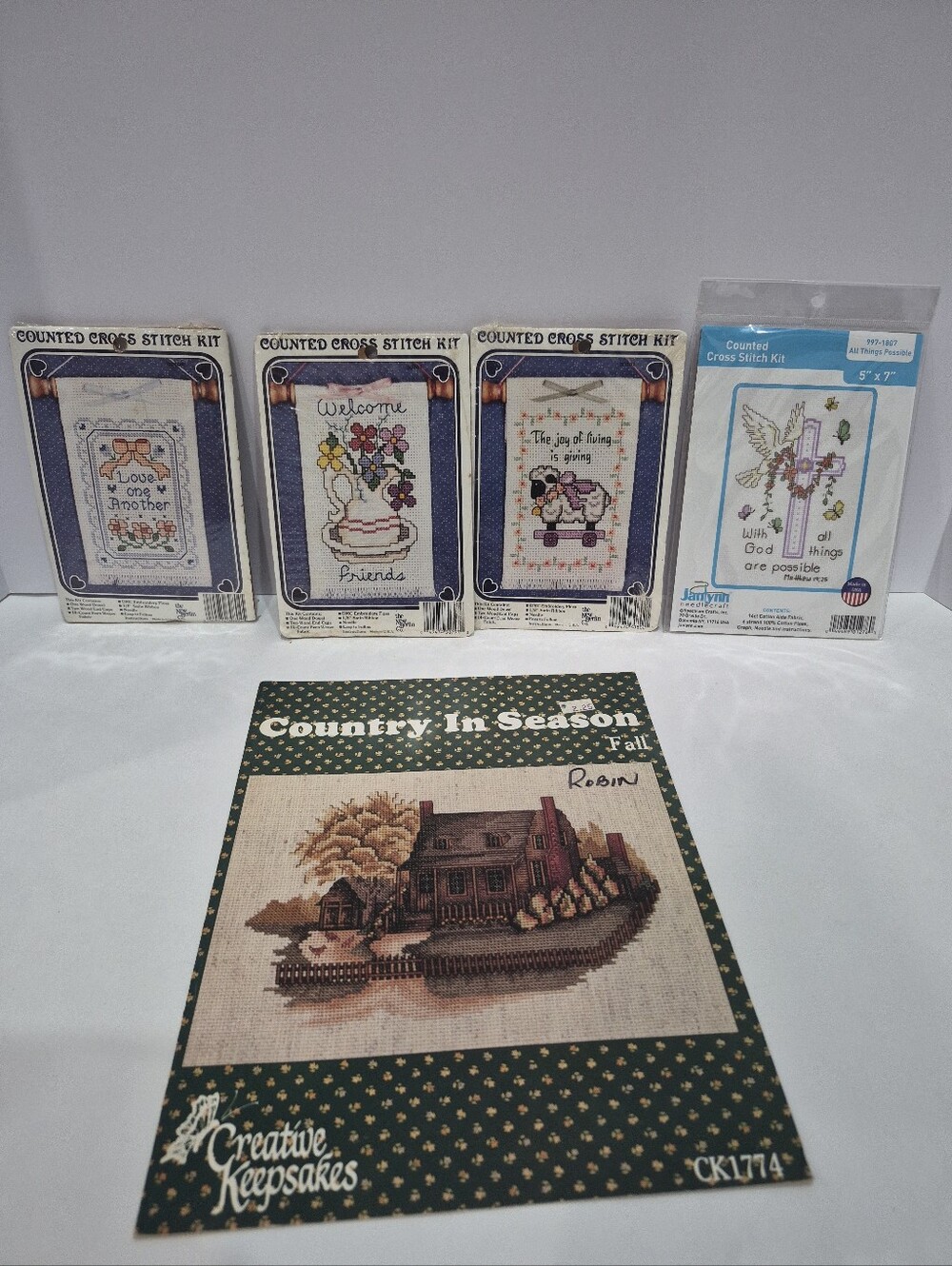 Vintage Counted Cross Stitch Kits And Country In Season Fall Booklet Lot